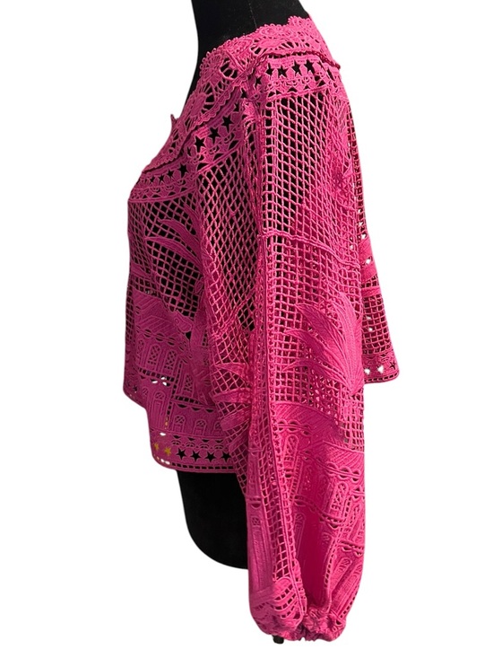 FARM Rio Pink Alucina Luz Guipire Crop Top M - Picture 5 of 11